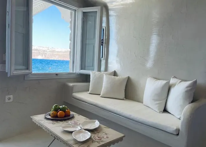 Cave Of Seafront Sunset View Santorini